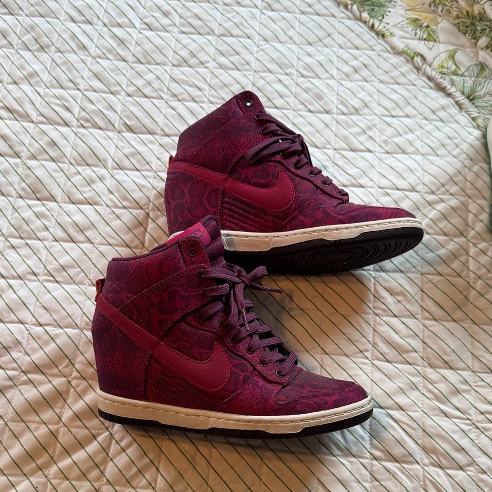 Nike Women's Magenta Snake Print High-Top Wedge Sneakers